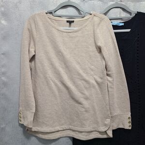Talbots Cream Knit Top Gold Shimmer Size Small‎ Tiny Flaw